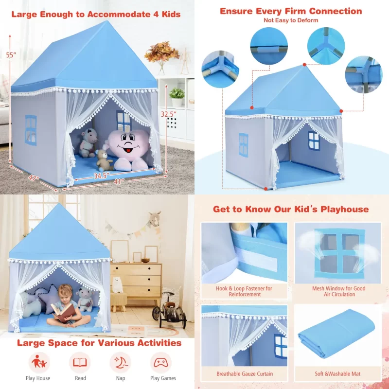 Castle Tent House for Girls Kids Play Tent Large Kids Play House